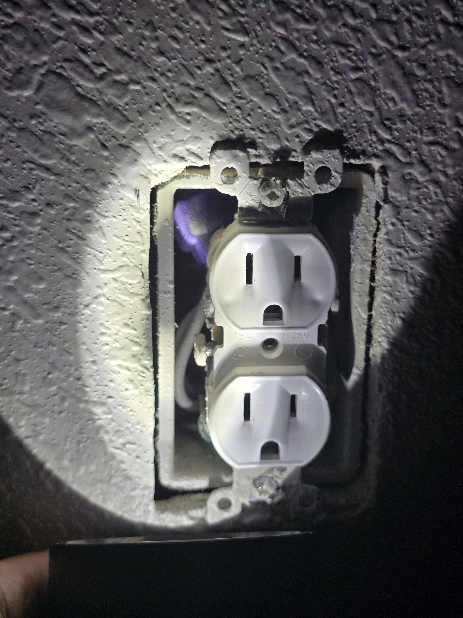 Electrical outlet inspected for aluminum branch wiring and remediation hardware