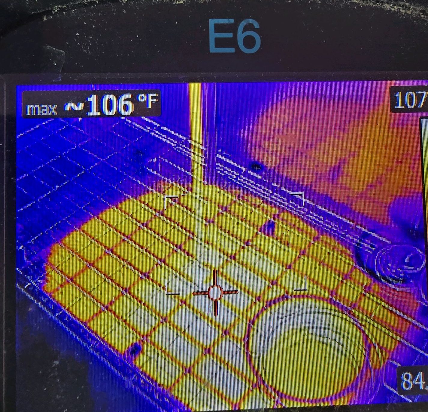 Thermal imaging scan taken during a home inspection to check fixture and water heater temperature